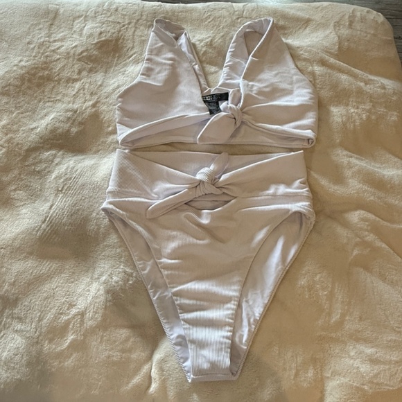 New! SET Beach Riot Dallas Top & Emma Bottom White Rib Bikini 31408 - Picture 7 of 13